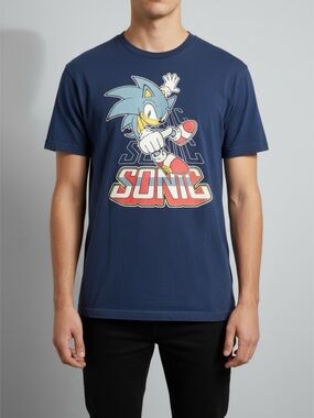 Sonic the Hedgehog Graphic Tee XL Blue Sega Gaming T-Shirt Retro Gamer Shirt